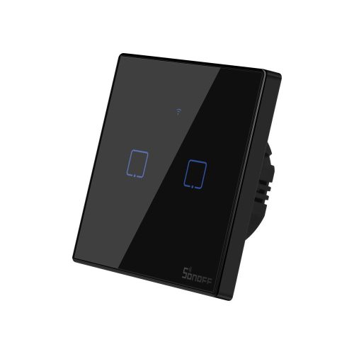 Sonoff TX T3 EU 2C Wi-Fi + RF kétgombos érintős kapcsoló fekete (SON-KAP-TXT32)